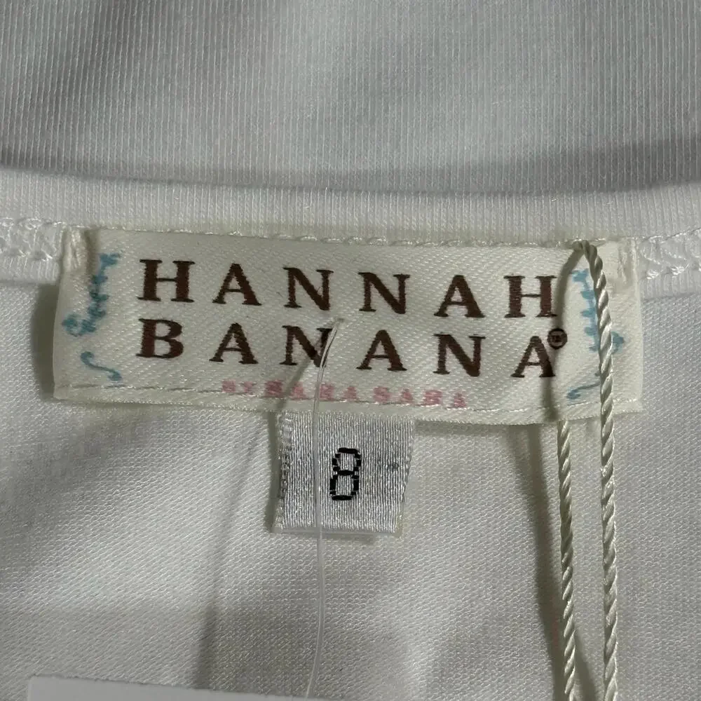 Hannah Banana Shirt Girls 8 White Heart Sequin Long Sleeve Graphic Top New